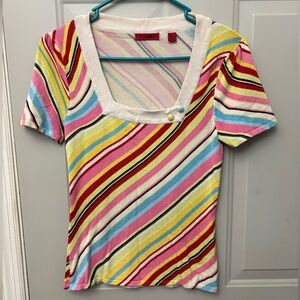 Venini Colorful Diagonal Striped Tee